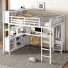 Okak Full/Queen Size Loft Bed with Wardrobe & L-Shaped Desk,Heavy Duty Metal Bunk Beds with Storage,High Loft Beds for Teens & Adults - 2 of 4