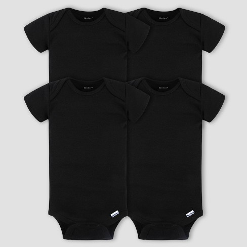 Gerber Baby 4pk Short Sleeve Onesie - Black 3-6m : Target