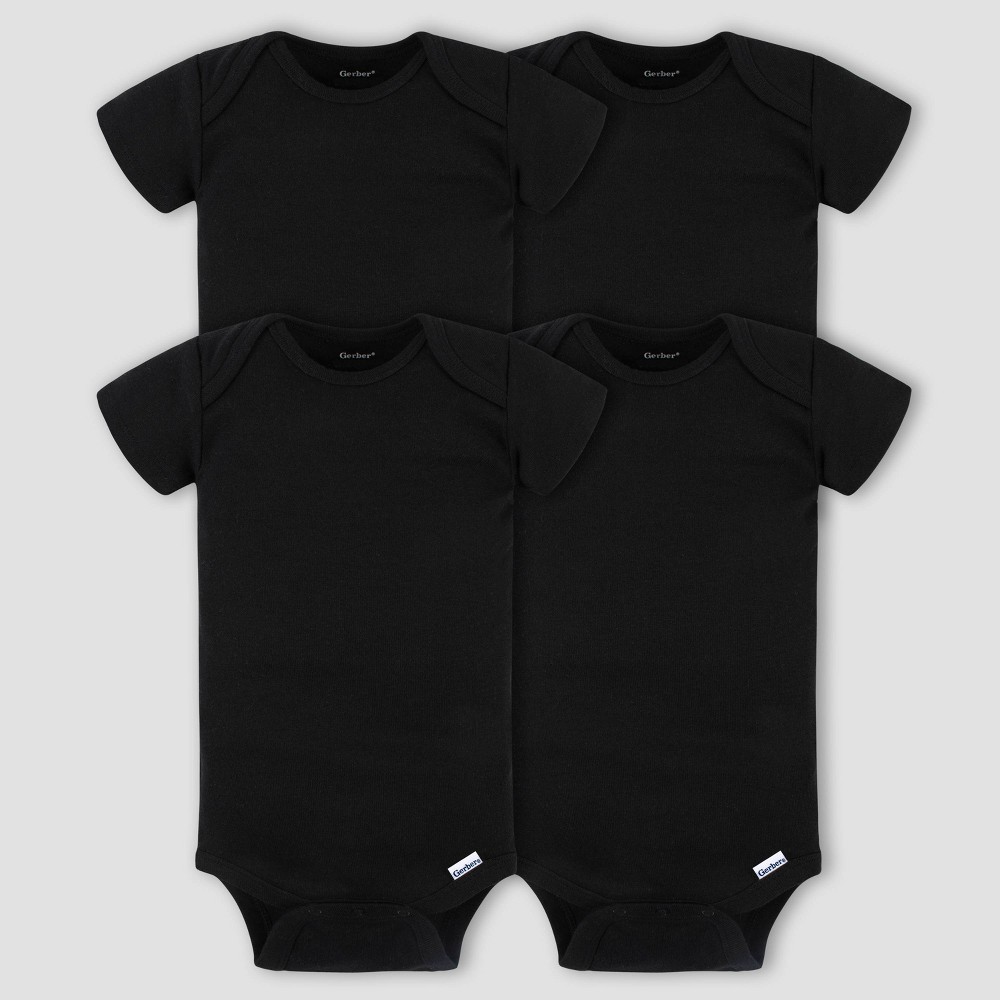 Gerber Baby 4pk Short Sleeve Onesie - Black 18M