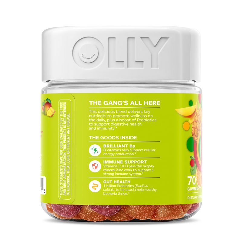 OLLY Adult Multivitamin + Probiotic Supplement Gummies - 70ct, 6 of 12