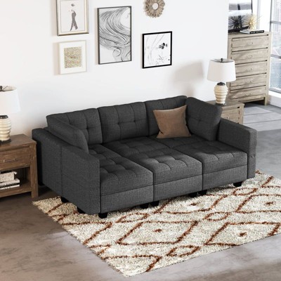 Belffin Modular Weave Sleeper Sofa with Storage Seat (6 Seats + 7 Sides)