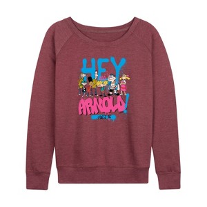 Women's - Hey Arnold! - Arnold Spray Paint 96 Lightweight French Terry Wide Neck Long Sleeve Shirt - 1 of 4