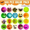 Joyfy 100 Pcs Halloween Glow in The Dark Bouncing Balls, 20 Designs Halloween Theme Glowing Bouncy Balls for Halloween Party Supplies, Party Favors - 2 of 4