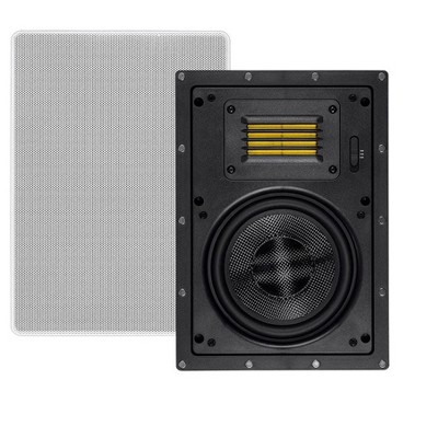 Monoprice 2-Way Carbon Fiber In-Wall Speakers - 6.5 Inch (Pair) With Magnetic Grille And Ribbon Tweeter - Amber Series