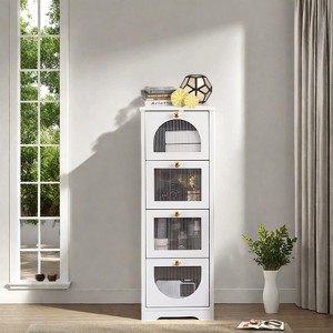 Small Bathroom Cabinet w/Drawers, Freestanding Bathroom Floor Cabinet, 11.8 x 11.8 x 33.1 In Slim Storage Organizer for Hallway Living Room, White - 1 of 4
