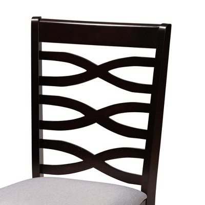 Mila Retro Grey Fabric and Dark Brown Wood 5-Piece Dining Set