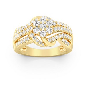 GILDED 1 CTTW Lab Grown Diamond Twist Fashion Ring in 14KT Gold Plating Over Sterling Silver, Size 7 - 1 of 4