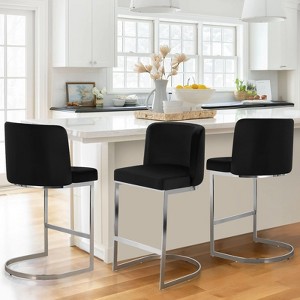 Bekrvio 26" Counter Height Bar Stools - with Back & C-Shaped Metal Frame, Upholstered Chairs for Kitchen Island, Home Bar, Pub - 1 of 4