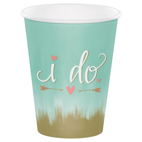 Rustic Wedding 12 Oz Hot Cold Paper Cups 8 Pack Bridal Shower