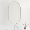FONTOI Silver Metal Oval Wall Mirror, Modern Decorative Accent Mirror for Living Room Bedroom Office, Contemporary Home Spaces, Silver, 33"*20"*1.1" - 2 of 4