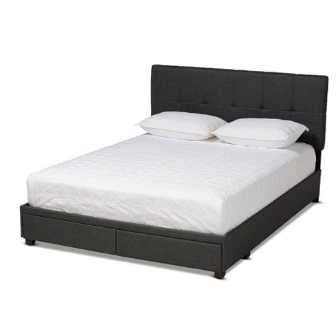 Drawer Platform Storage Bed Dark Gray, Black King Size Storage Bed Frame