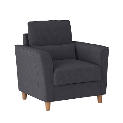 Flared Arm Dark Gray Microfiber Accent Chair with Wood Frame
