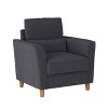 Georgia Upholstered Accent Armchair Dark Gray - CorLiving: Soft Microfiber, Rubberwood Legs - 3 of 4