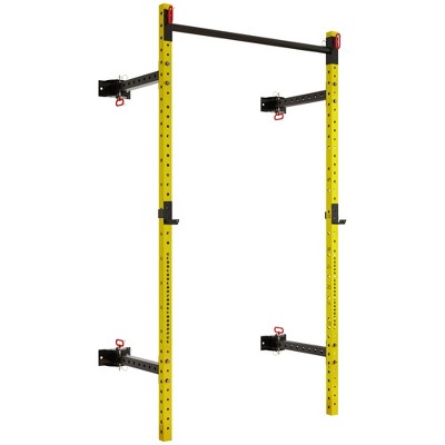 Soozier Folding Squat Rack with Pull Up Bar, Wall Mounted, 1000 Pounds Capacity Power Rack