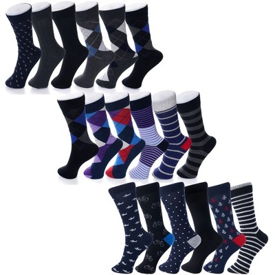 Alpine Swiss Mens Cotton 18 Pack Dress Socks Solid Ribbed Argyle Shoe ...