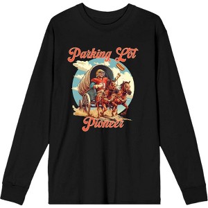 "Parking Lot Pioneer" Old West Wagon Football Cowboy Adult Long Sleeve Tee - 1 of 2