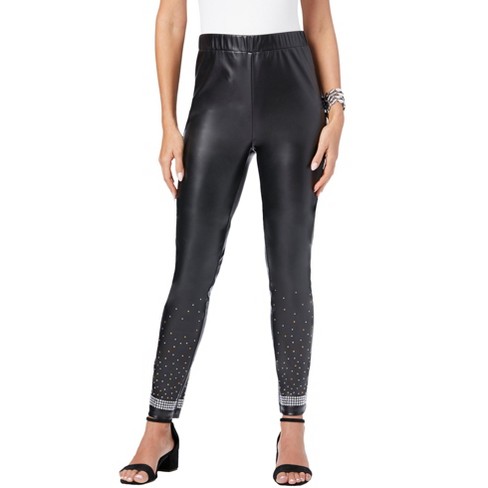 Roaman s Women s Plus Size Ombre Sequin Faux leather Legging 42 44 Black Target