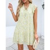 Women's Babydoll Mini Dress Summer V Neck Flutter Sleeve Boho Floral Flowy Shift Short Dress - 2 of 4