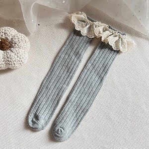 MyKids-USA Baby Kids Girls Lace Trim Patchwork Design Breathable Stocking Socks - 1 of 2