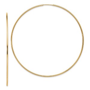 Black Bow Jewelry 1.2mm x 72mm 14k Yellow Gold Polished Endless Tube Hoop Earrings - 1 of 4