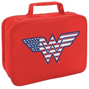 Wonder Woman Usa American Flag Logo Insulated Soft Sided Lunch Box - 1 of 4