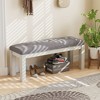 VECELO Rubber Wood Dining Bench, Upholstered Footstool, Bedside Stool for Dining Room or Kitchen, Gray - 2 of 4