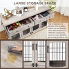 2 Dog Crate Furniture for Large Breeds, Large Dog Kennel Furniture TV Stand, 58" Wooden Dog Kennel End Table with Drawers, Double Dog House - 3 of 4