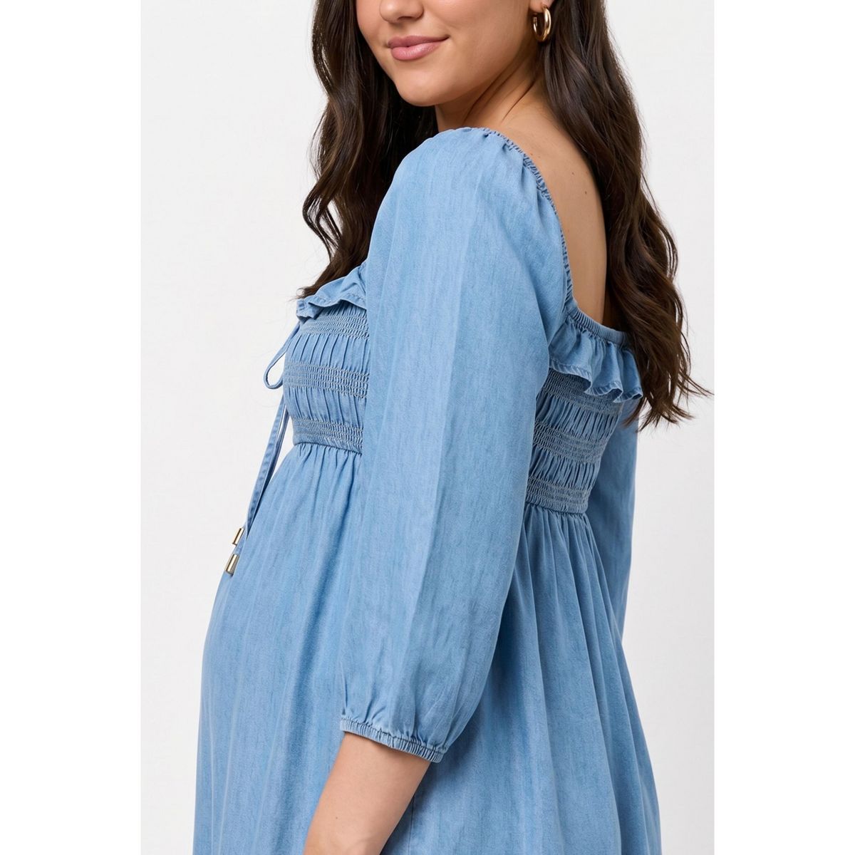 Women's Smocked Babydoll Long Sleeve Mini Dress | Motherhood Maternity - thumbnail 4
