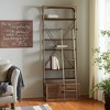 HomeRoots 32" Light Brown And Nickel Metal and Solid Wood Six Tier Library Bookcase with Two Drawers - 2 of 4