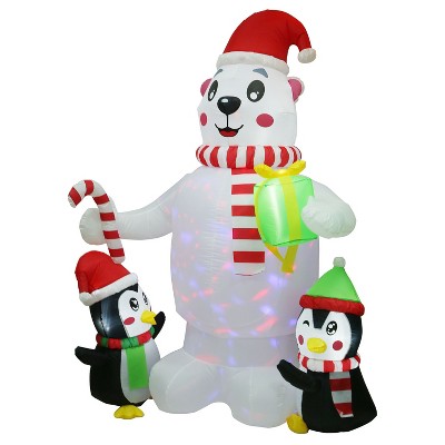 iMountek "5.9FT Christmas Inflatable Polar Bear, Penguin & Gift Box Yard Decoration with LED Lights & Air Blower" White