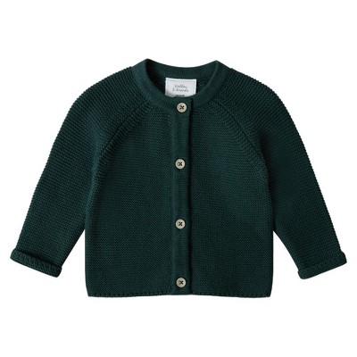 Image of Stellou & Friends 100% Cotton Newborn and Baby Cardigan Sweater - 18-24 Months / Forest Green
