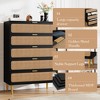 Rattan 5 Drawer Dresser for Bedroom, Chest of Drawers with Deep Drawers, Large Double Dresser for Closet with Wide Top, Tall Wooden Dresser - 4 of 4