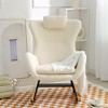 Vynxaria Beige Teddy Upholstered Rocking Accent Chair with Adjustable Headrest & Pocket - 2 of 4