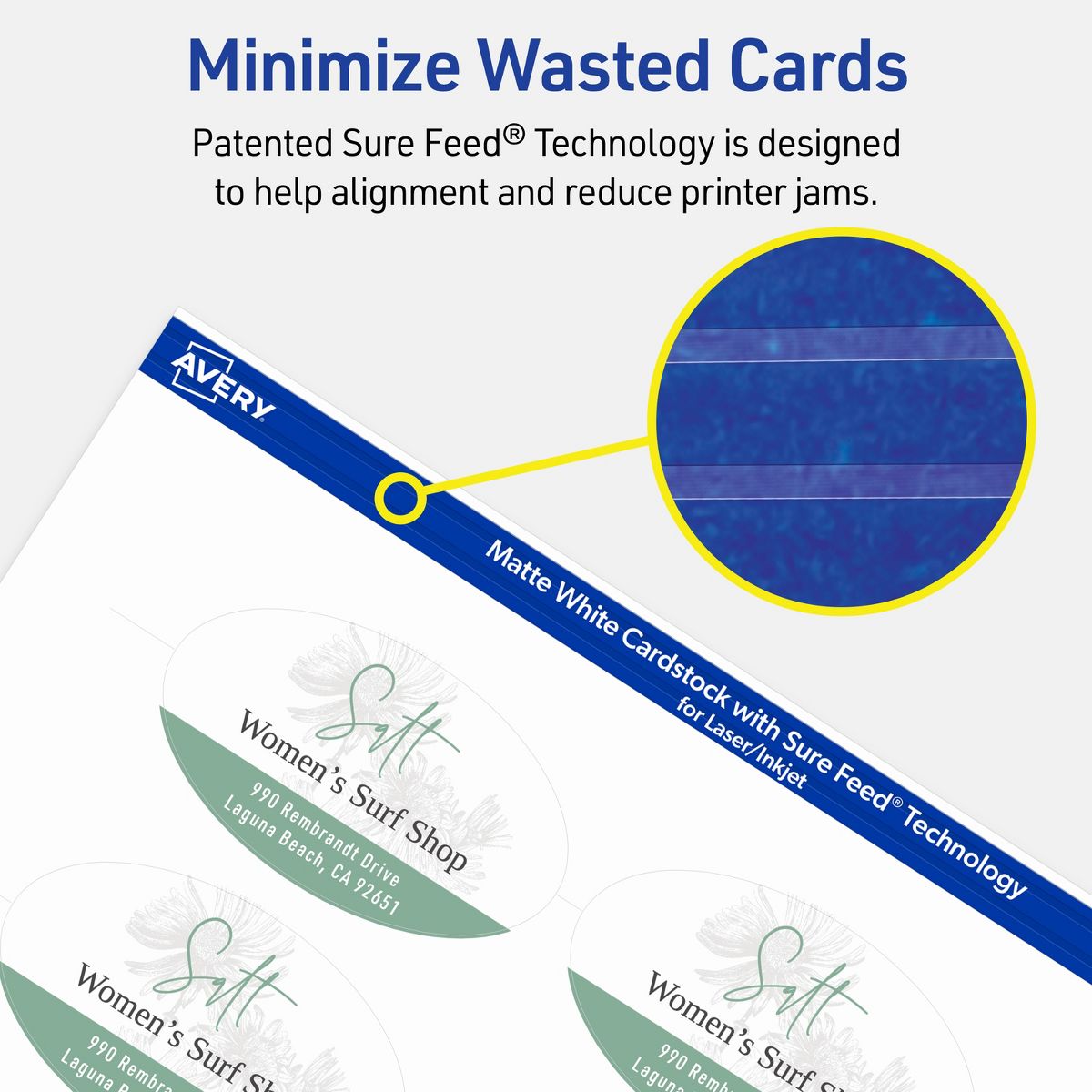 Avery Printable Oval Business Cards, Sure Feed Technology, 2" x 3-1/2", Matte White Cardstock, Print-to-The-Edge, Laser/Inkjet Printable, 80 Total - thumbnail 7