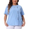 Agnes Orinda Women's Plus Size Lightweight Soft Short Sleeve Round Neck Cotton Linen Casual T-Shirts - 2 of 4