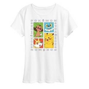 Women's - Pokémon - Pickachu Chespin Fennekin Froakie Grid- Women's Short Sleeve Graphic T-Shirt Short Sleeve Graphic T-Shirt - 1 of 4