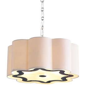 JONATHAN Y Coquille 4-Light Adjustable Scalloped Shade Metal LED Pendant - 1 of 4