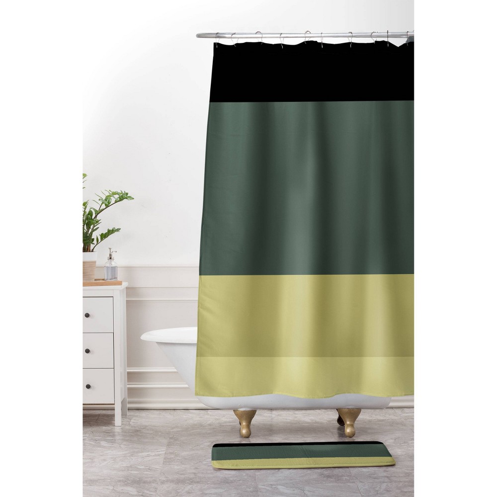 Photos - Shower Curtain Color Poems Contemporary Color Block  Green - Deny Designs: Polyester Microfiber, Machine Washable, Buttonhole