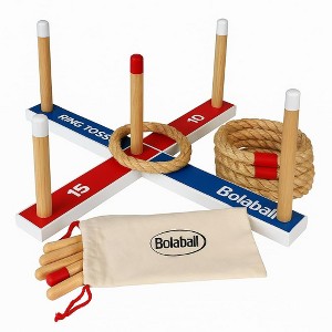 Outdoor Game Set Including 45 Giant Tumbling Blocks, 28 Giant Dominoes, and 6 Giant Dice, Giant Outdoor Games for Family Fun (Ring Toss) - 1 of 4