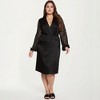 Anna-Kaci Lounge Women's PLus Size Satin Robe with Sheer Floral Lace Sleeves, Ruffled Cuffs, and Adjustable Waist Tie - 3 of 4