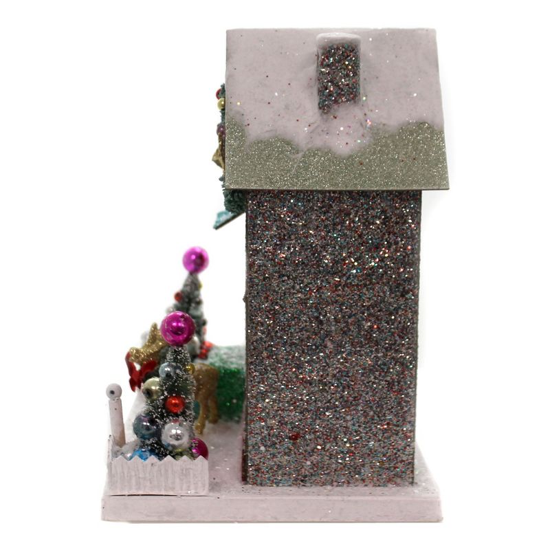 Cody Foster 11.0 Inch Merry & Bright Glitter Cottage Putz House Reindeer Christmas Village Buildings, 2 of 5
