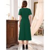 INSPIRE CHIC Women Ruffle Front Side Slit Crew Neck Short Sleeve Midi Cocktail Formal Dresses - 4 of 4