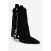 Lola - Black Suede Zip Pointed Toe Heel Boot (Women) black suede 7 Prologue Shoes - 3 of 4