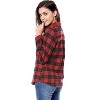 Allegra K Women Check Roll Up Sleeves Flap Pockets Brushed Shirt - 4 of 4