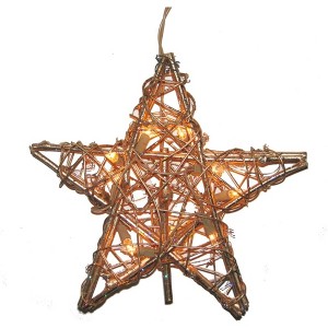 Kurt Adler 10-Light Indoor Rattan Gold Star Christmas Treetop, 27.5in - 1 of 4