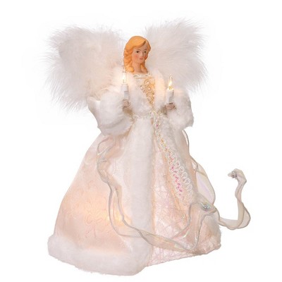 10-Inch White Angel Christmas Tree Topper with Lights