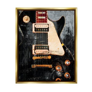 Stupell Industries Vintage Electric Guitar Music Notes Framed Floater Canvas Wall Art - 1 of 4