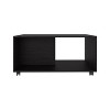 Coffee Table, 4 Wheels, 1 Shelf, Black - 2 of 4
