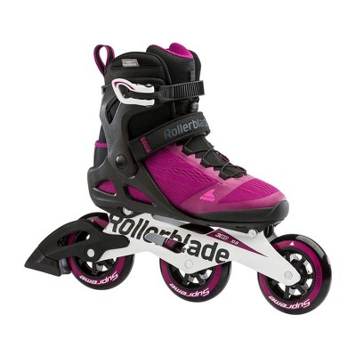 Rollerblade Macroblade 100 3WD Women's Adult Fitness Outdoor Roller Inline Skate Size 7, Adjustable, Violet and Black