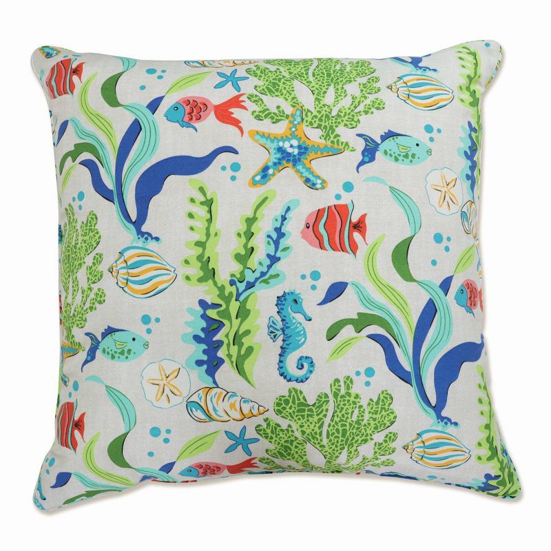 25&#34; Outdoor/Indoor Floor Pillow Coral Bay Blue - Pillow Perfect, 1 of 8